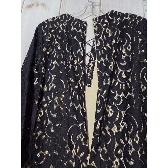 Xhilaration Dress Womens Small Black Lace Long Sleeve Lined Boho Festival Tassel - Picture 6 of 9